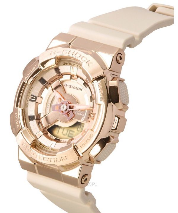 Casio G-Shock Analog Digital Resin Strap Rose Gold Tone Quartz GM-S110PG-4A 200 Women's Watch