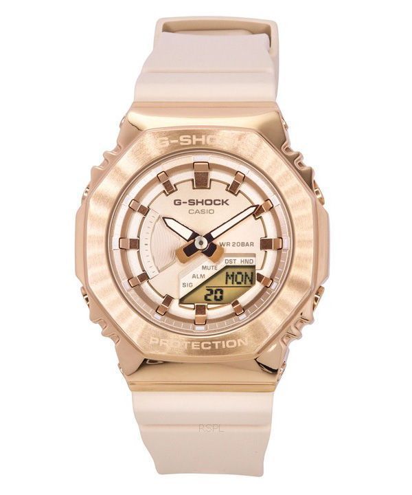 Casio G-Shock Analog Digital Resin Strap Rose Gold Tone Dial Quartz GM-S2100PG-4A 200M Women's Watch