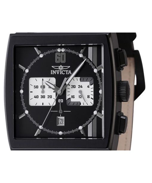 Invicta S1 Rally Chronograph GMT Leather Strap Black Dial 46853 100M Men's Watch