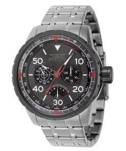 Invicta Aviator Retrograde GMT Stainless Steel Gunmetal Dial Quartz 46982 100M Men's Watch