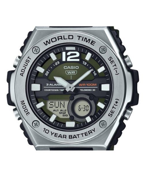 Casio Standard Analog Digital Resin Strap Green Dial Quartz MWQ-100-3AV 100M Men's Watch