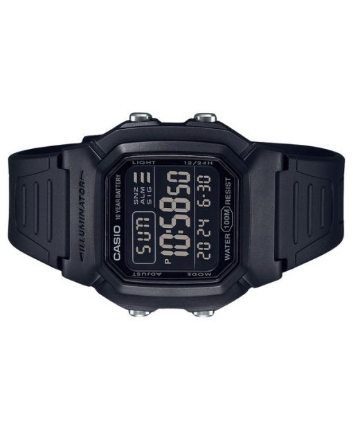 Casio Digital Black Dual Time Resin Strap Quartz W-800H-1BV 100M Men's Watch