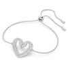 Swarovski Una Rhodium Plated Swan Neck Heart Bracelet With Clear Crystal 5625534 For Women