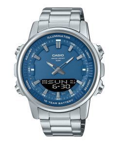 Casio Analog Digital Combination Stainless Steel Blue Dial Quartz AMW-880D-2A1V Mens Watch