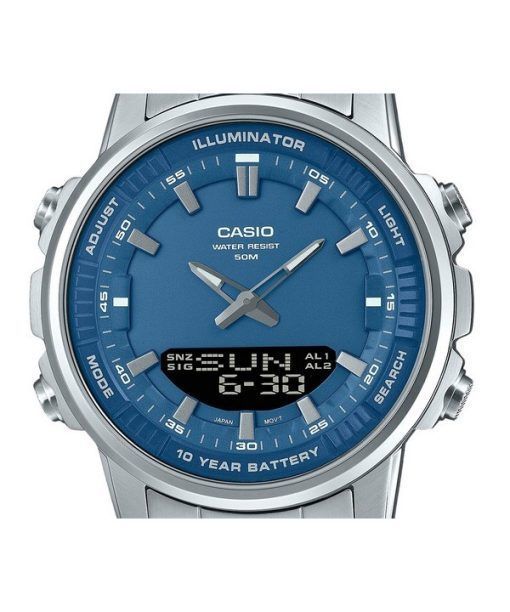 Casio Analog Digital Combination Stainless Steel Blue Dial Quartz AMW-880D-2A1V Mens Watch