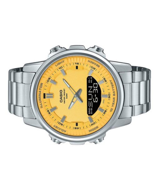 Casio Analog Digital Combination Stainless Steel Yellow Dial Quartz AMW-880D-9AV Mens Watch