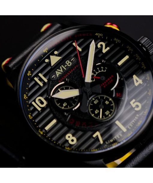 AVI-8 Flyboy Spirit Of Tuskegee Chronograph Limited Edition Anderson Black Dial Quartz AV-4109-01 Mens Watch With Extra strap