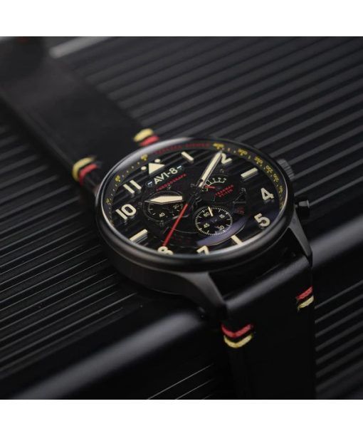 AVI-8 Flyboy Spirit Of Tuskegee Chronograph Limited Edition Anderson Black Dial Quartz AV-4109-01 Mens Watch With Extra strap