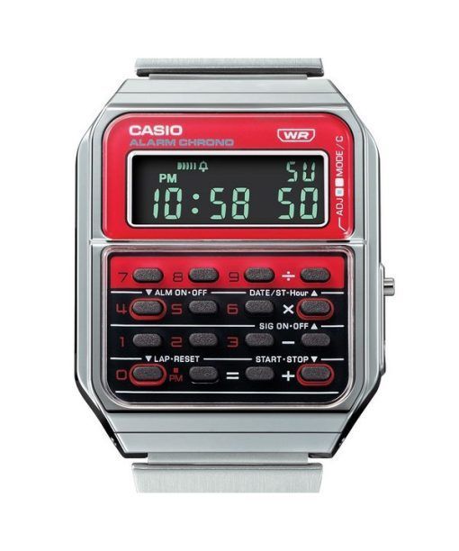 Casio Vintage Heritage Colors Digital Stainless Steel Quartz CA-500WE-4B Unisex Calculator Watch