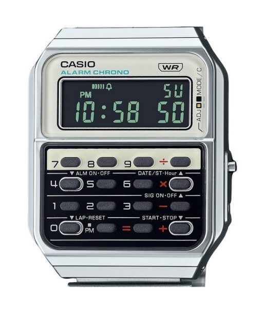 Casio Vintage Heritage Colors Digital Stainless Steel Quartz CA-500WE-7B Unisex Calculator Watch
