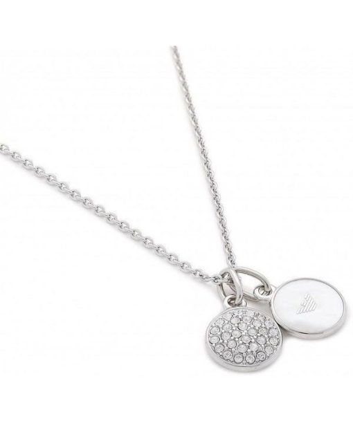 Emporio Armani Cubic Zirconia Stainless Steel Mother Of Pearl Necklace EGS2156040 For Women