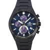 Casio Edifice Analog Chronograph Black Ion Plated Stainless Steel Blue Dial Solar EQS-950DC-2A 100M Men's Watch