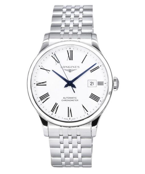 Longines Record Chronometer Stainless Steel White Dial Automatic L2.821.4.11.6 Mens Watch