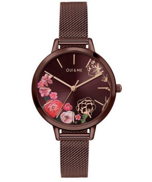 Oui & Me Fleurette Burgundy Sunray Dial Stainless Steel Quartz ME010159 Women's Watch