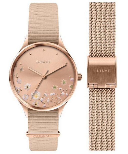 Oui & Me Petite Bichette Rose Gold Sunray Dial Nylon Strap Quartz ME010174 Women's Watch