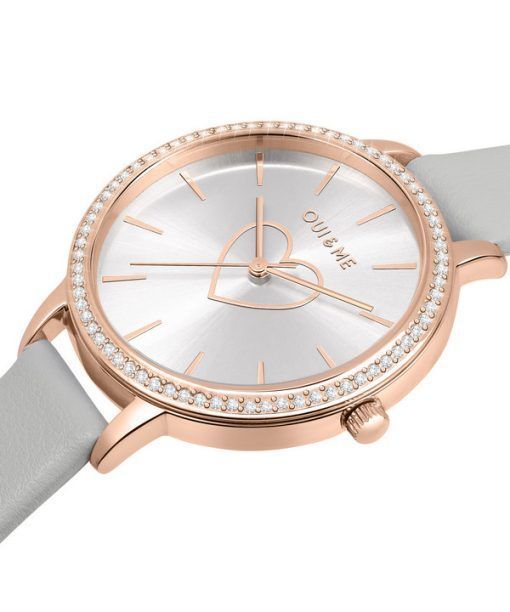 Oui & Me Amourette Crystal Accents Leather Strap Silver Dial Quartz ME010289 Women's Watch With Extra Bracelet