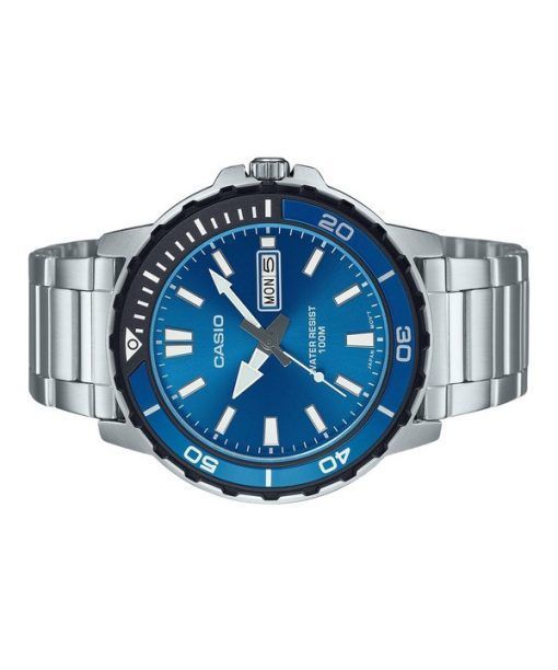 Casio Standard Analog Stainless Steel Blue Dial Quartz MTD-125D-2A1V 100M Mens Watch