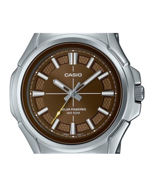 Casio Standard Analog Stainless Steel Brown Dial Solar MTP-RS100D-5AV Mens Watch