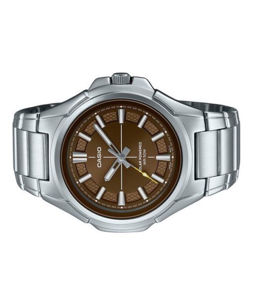 Casio Standard Analog Stainless Steel Brown Dial Solar MTP-RS100D-5AV Mens Watch