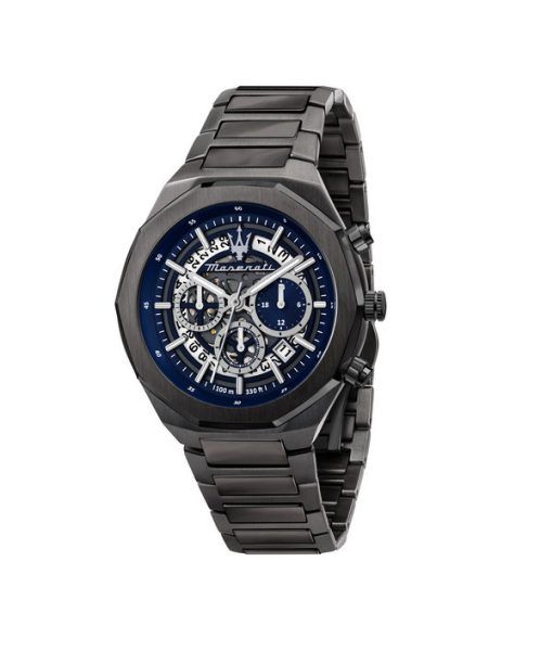 Maserati Stile Chronograph Stainless Steel Blue Skeleton Dial Quartz R8873642012 100M Men's Watch