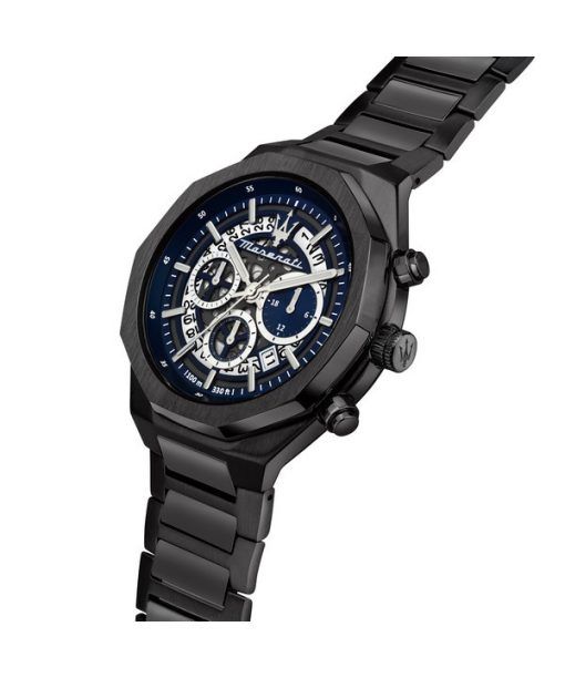 Maserati Stile Chronograph Stainless Steel Blue Skeleton Dial Quartz R8873642012 100M Men's Watch