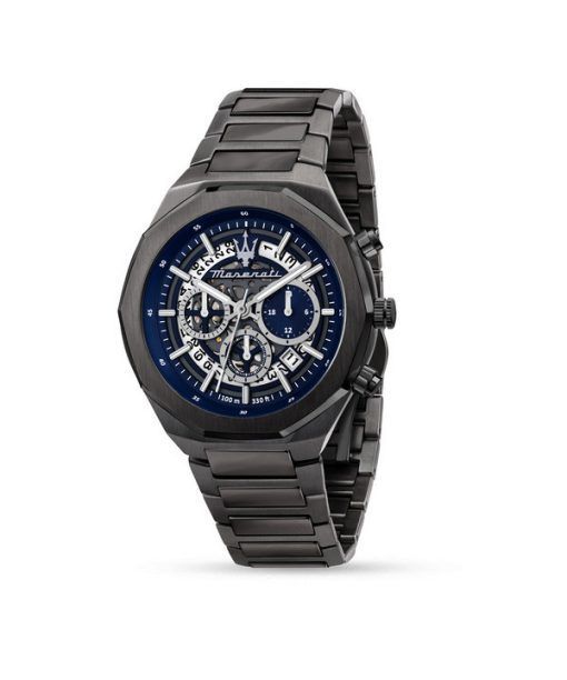 Maserati Stile Chronograph Stainless Steel Blue Skeleton Dial Quartz R8873642012 100M Men's Watch