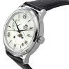 Orient Bambino Version 9 Sun And Moon Phase Leather Strap White Dial Automatic RA-AK0802S10B Men's Watch
