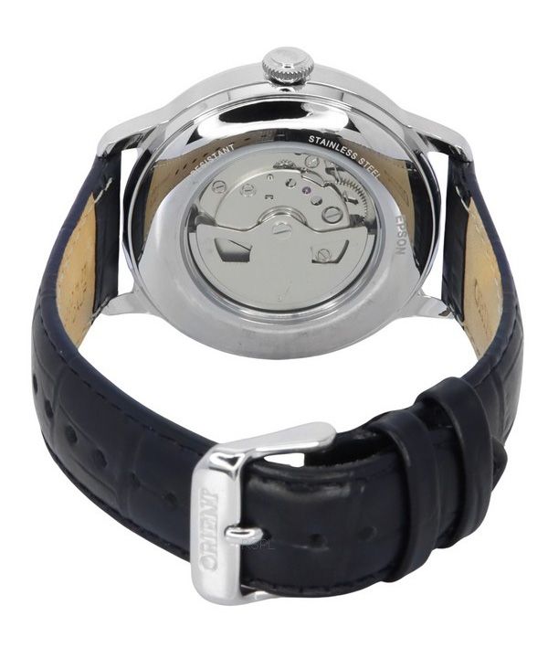 Orient Bambino Version 9 Sun And Moon Phase Leather Strap White Dial Automatic RA-AK0802S10B Men's Watch