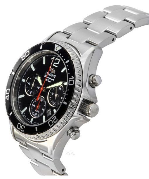 Orient Chronograph Stainless Steel Black Dial Solar Diver's RA-TX0202B10B 200M Men's Watch