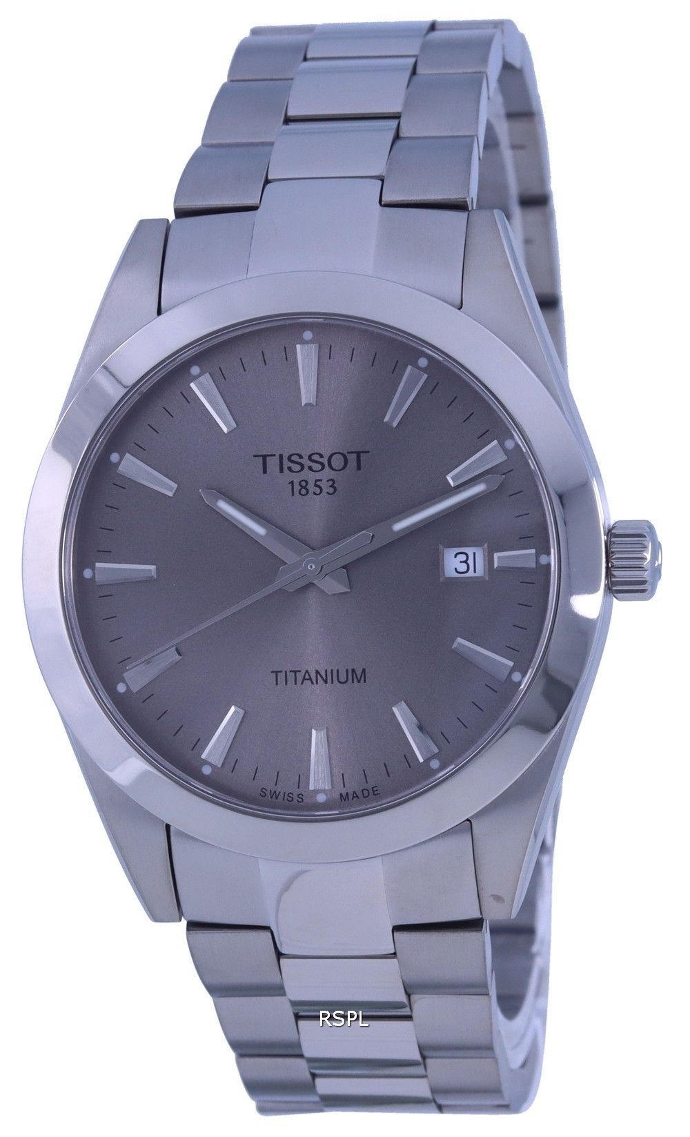 Tissot Gentleman Titanium Grey Dial Quartz T127.410.44.081.00 T1274104408100 100M Men's Watch