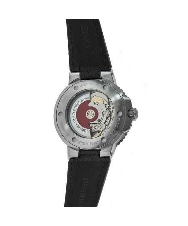 Oris Aquis Date Leather Strap Green Dial Automatic Diver's 01 733 7732 4157-07 5 21 10FC 300M Men's Watch