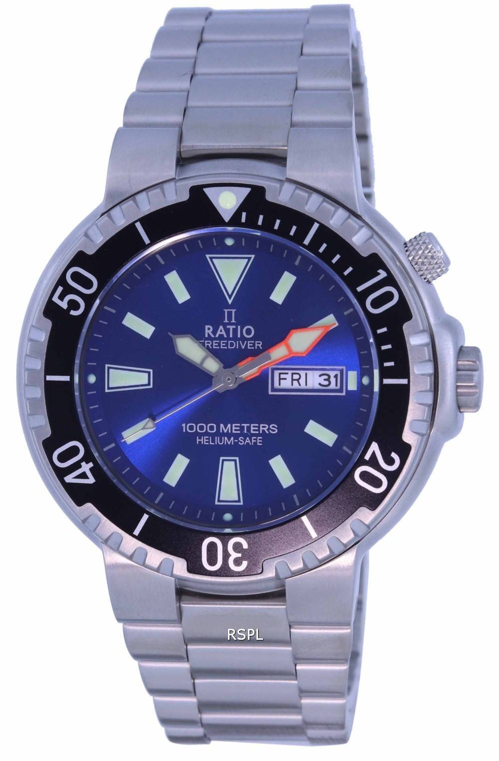 Ratio FreeDiver Blue Dial Stainless Steel Quartz 1050HA93-12V-BLU 1000M Men's Watch