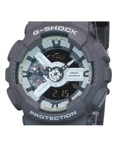 Casio G-Shock Hidden Glow Series Analog Digital Resin Strap Grey Dial Quartz GA-110HD-8A 200M Mens Watch
