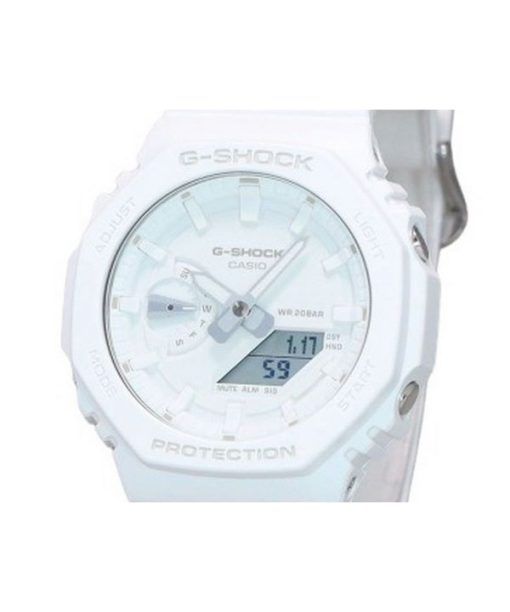Casio G-Shock Tone-on-Tone Analog Digital Resin Strap White Dial Quartz GA-2100-7A7 Men's Watch