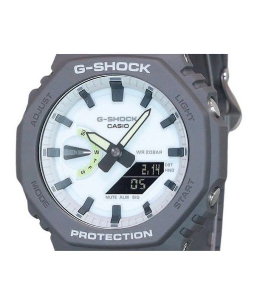 Casio G-Shock Hidden Glow Series Analog Digital Bio Based Resin Strap White Dial Quartz GA-2100HD-8A 200M Mens Watch