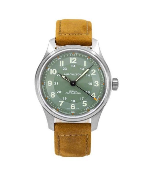 Hamilton Khaki Field Titanium Leather Strap Green Dial Automatic H70545560 100M Men's Watch