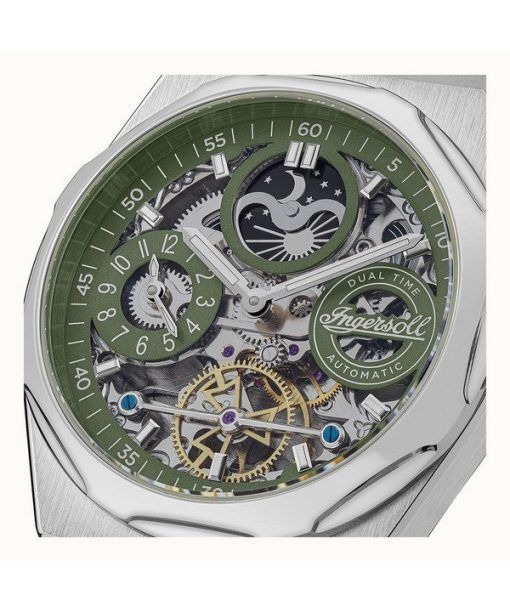 Ingersoll The Broadway Dual Time Green Skeleton Dial Automatic I12905 Mens Watch