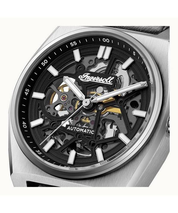 Ingersoll The Vert Leather Strap Skeleton Black Dial Automatic I14301 Men's Watch