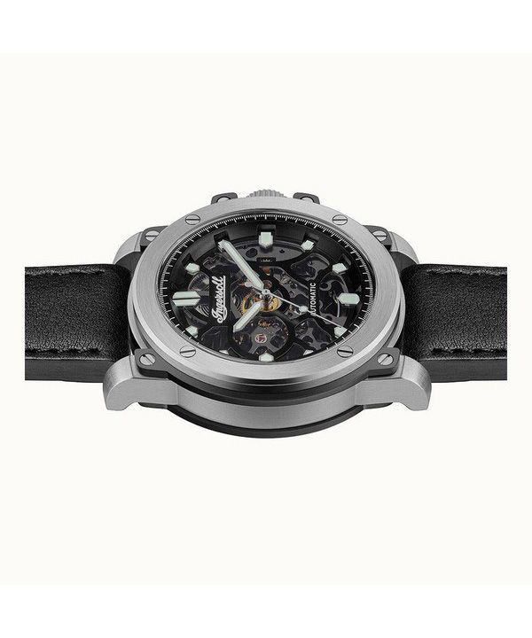 Ingersoll The Freestyle Leather Strap Skeleton Black Dial Automatic I14401 Men's Watch