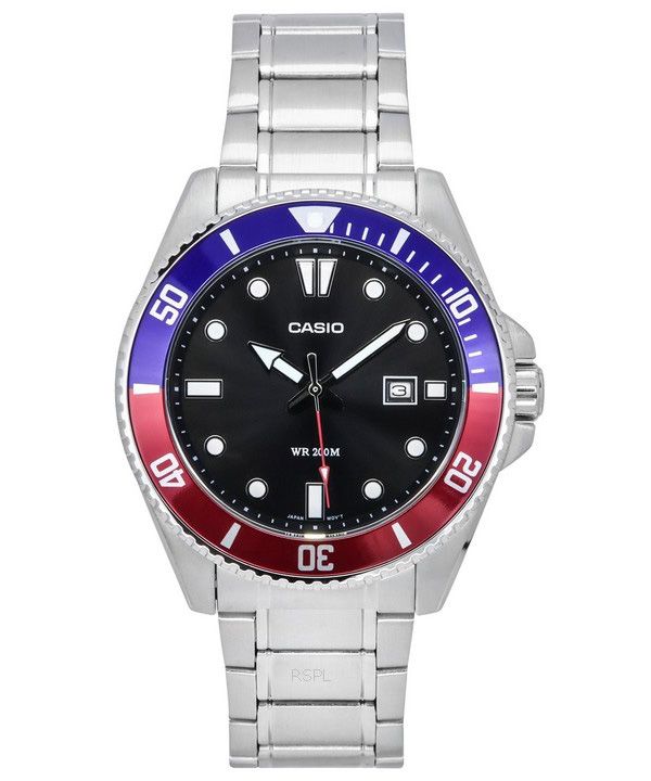 Casio Standard Analog Stainless Steel Black Dial Quartz MDV-107D-1A3 200M Men's Watch