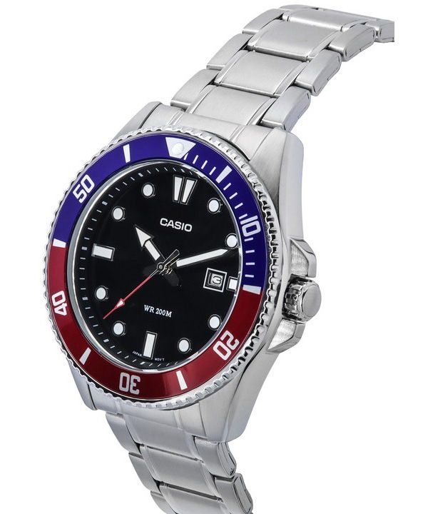 Casio Standard Analog Stainless Steel Black Dial Quartz MDV-107D-1A3 200M Men's Watch