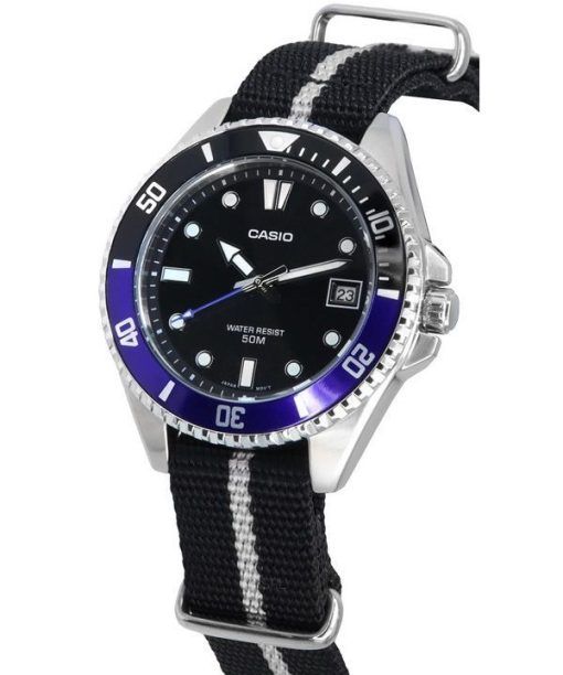 Casio Standard Analog Fabric Strap Black Dial Quartz MDV-10C-1A2 Men's Watch