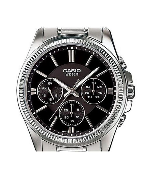 Casio Enticer Analog Stainless Steel Black Dial Quartz MTP-1375D-1AV Men's Watch