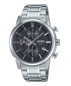 Casio Standard Analog Chronograph Stainless Steel Black Dial Quartz MTP-E510D-1A1V Men's Watch
