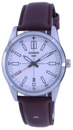 Casio Analog White Dial Leather Strap Quartz MTP-VD02L-7E MTPVD02L-7 Men's Watch