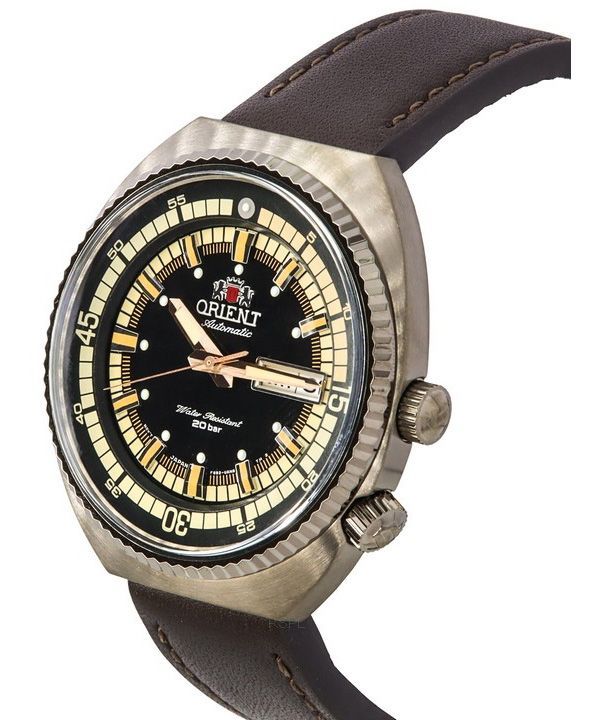Orient Neo Classic Sports Brown Leather Strap Black Dial Automatic RA-AA0E06B19B 200M Men's Watch