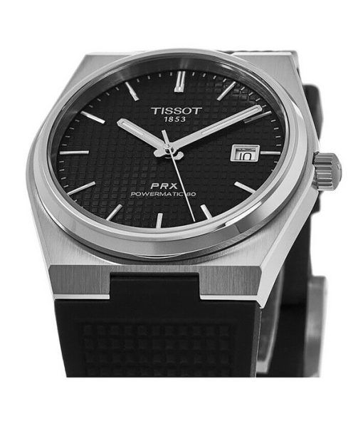 Tissot T-Classic PRX Powermatic 80 Rubber Strap Black Dial Automatic T137.407.17.051.00 100M Mens Watch