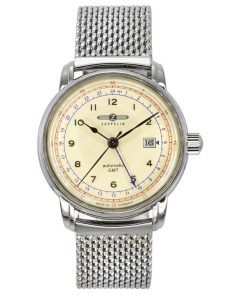 Zeppelin Watches LZ 126 Los Angeles GMT Stainless Steel Beige Dial Automatic 7668M5 Men's Watch