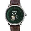 Zeppelin Watches LZ 120 Bodensee Leather Strap Open Heart Green Dial Automatic 81664 Men's Watch