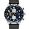 AVI-8 Hawker Hurricane Classic Chronograph Midnight Black Leather Strap Blue Dial Quartz AV-4011-0I Men's Watch